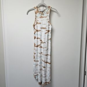 Tie-Dye Sleeveless Maxi Dress - Brown and White